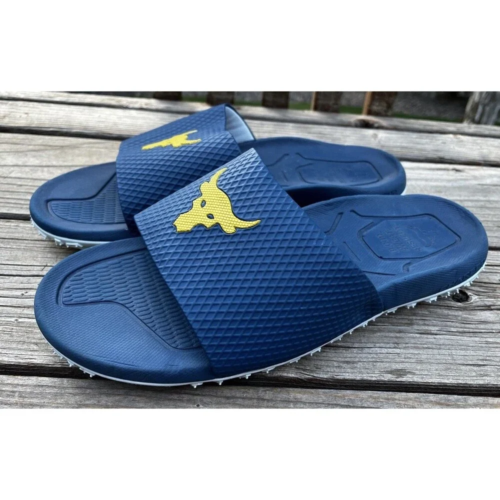 Under Armour Project Rock Brahma Bull Men's 12 Slide Sandals Michelin Soles Blue